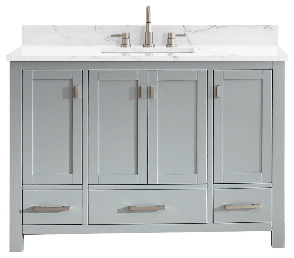 Avanity Modero 48" Vanity, Chilled Gray, Cala White Engineered Stone Top