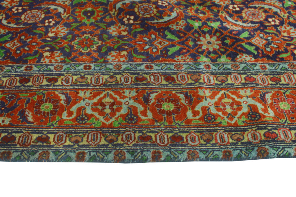Fine Vintage Distressed Ebo Navy/Rust Rug, 4'9x6'2