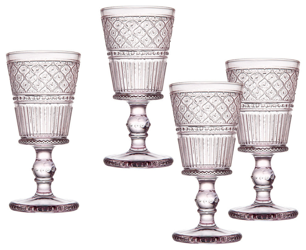 Claro Goblet Glassware Set of 4, Pink