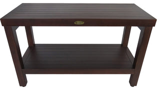 Rectangular Teak Shower Stool Or Bench With Shelf In Brown Finish