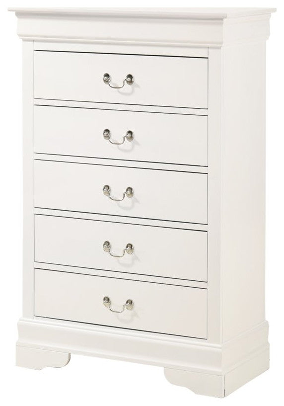 Glory Furniture Louis Phillipe 5 Drawer Chest in White