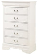 Glory Furniture Louis Phillipe 5 Drawer Chest in White