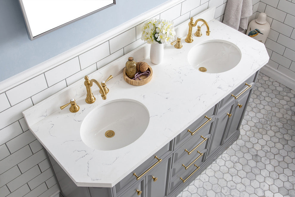 60" Palace Collection With Hardware, Satin Brass Finish, Cashmere Gray, F2-0012