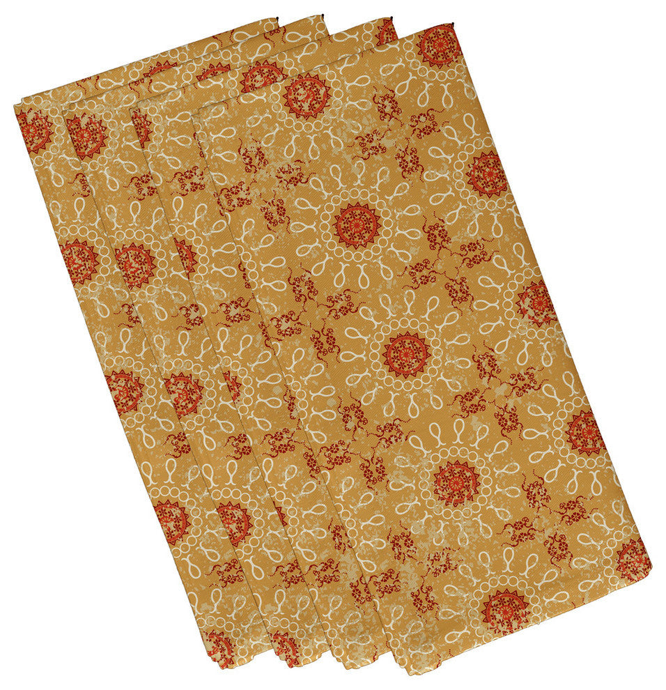 Sun Tile, Print Napkin, Set of 4, Gold
