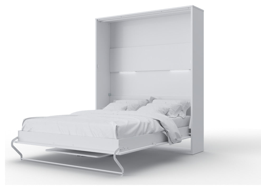 CONTEMPO Vertical Wall Bed with Desk, European Queen size , White