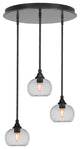 Empire 3-Light Cluster Pendalier, Matte Black/Clear Bubble