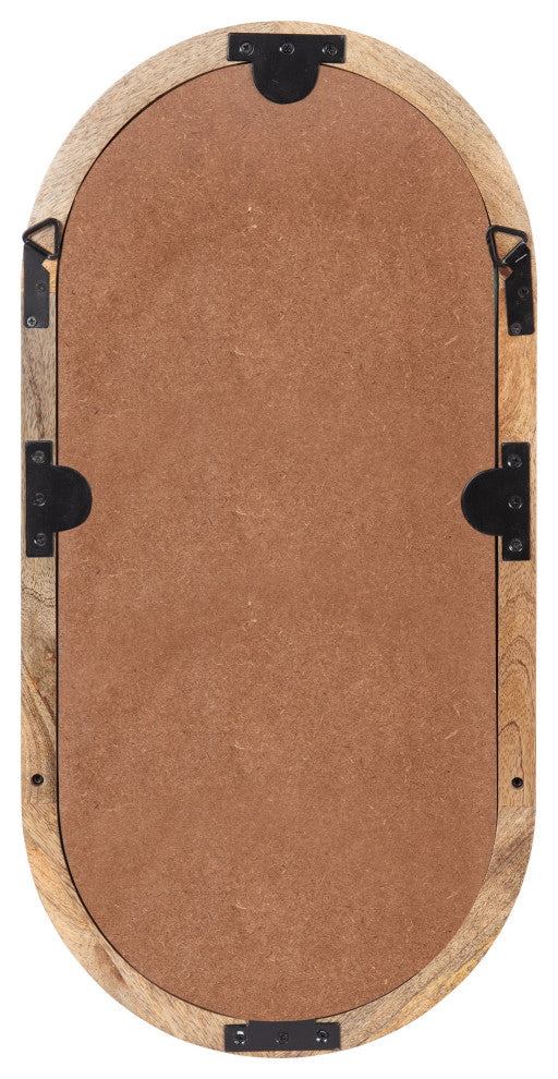Hutton Wood Framed Capsule Mirror With Shelf, Natural, 12x24