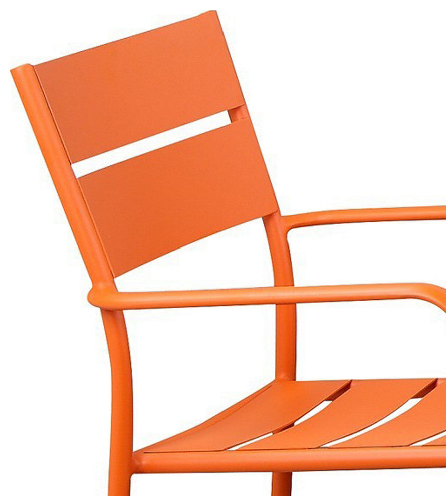 Benzara BM287799 Meta 7 Piece Outdoor Dining Table, Chairs Set, Orange