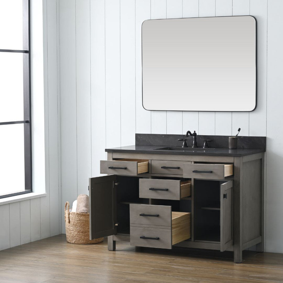 Jasper 48" Bathroom Vanity, Textured Gray, Blue Limestone