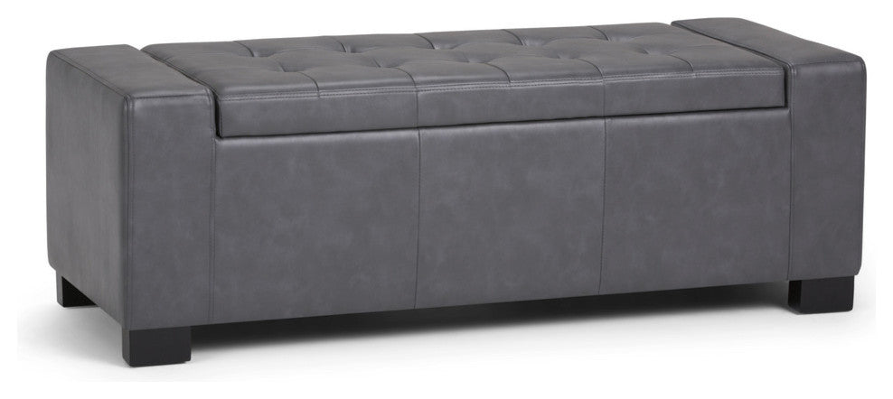 Laredo 51" Contemporary Storage Ottoman, Stone Gray