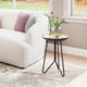 Sofa Side Table, Round, Glass, Steel Metal, Gold, Black, Lounge Hospitality