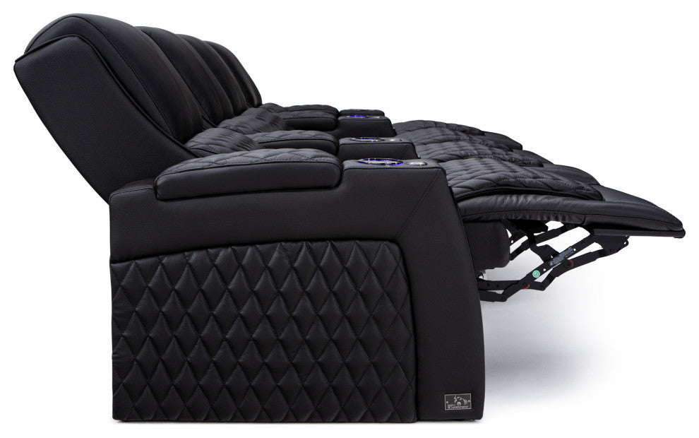 Seatcraft Apex Home Theater Seating, Black, Row of 4 With Loveseat