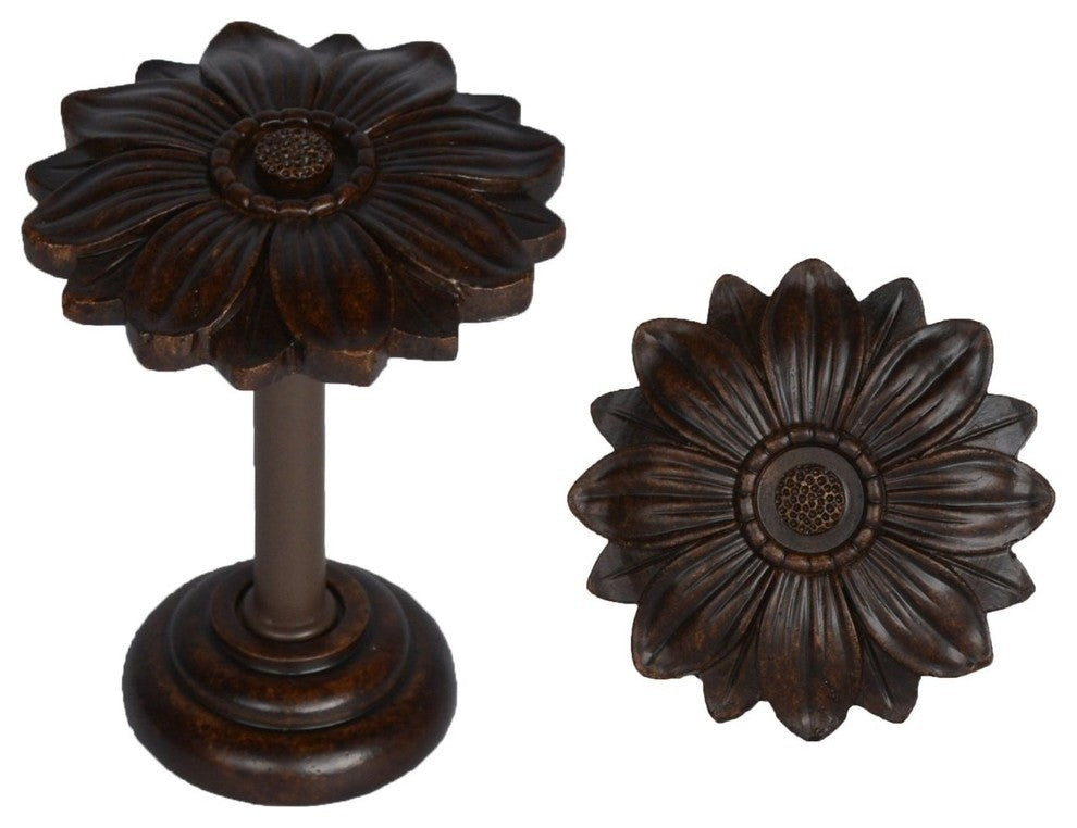 Bloom Drapery Medallion, Mahogany, Set of 2