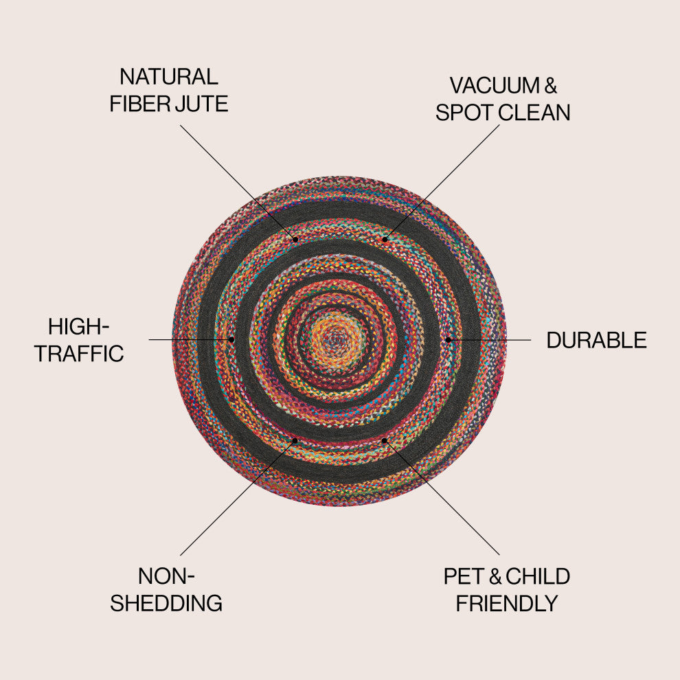 Abyss Braided Bohemian Coastal Round Jute Area Rug