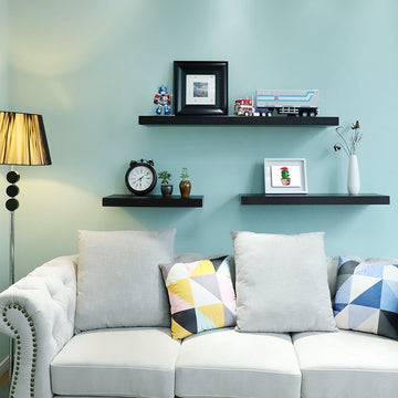 11.81" Depth Grande Floating Wall Shelves, Black, 47.24"