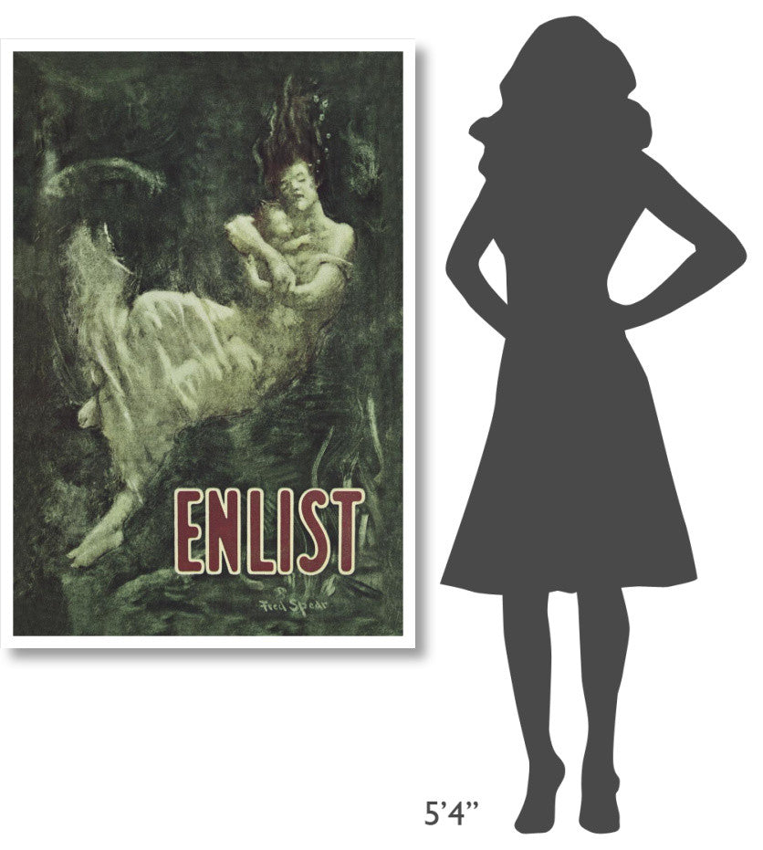 "WWI: Enlist (Sinking Lusitania Victim)" Paper Print by Fred Spear, 34"x50"