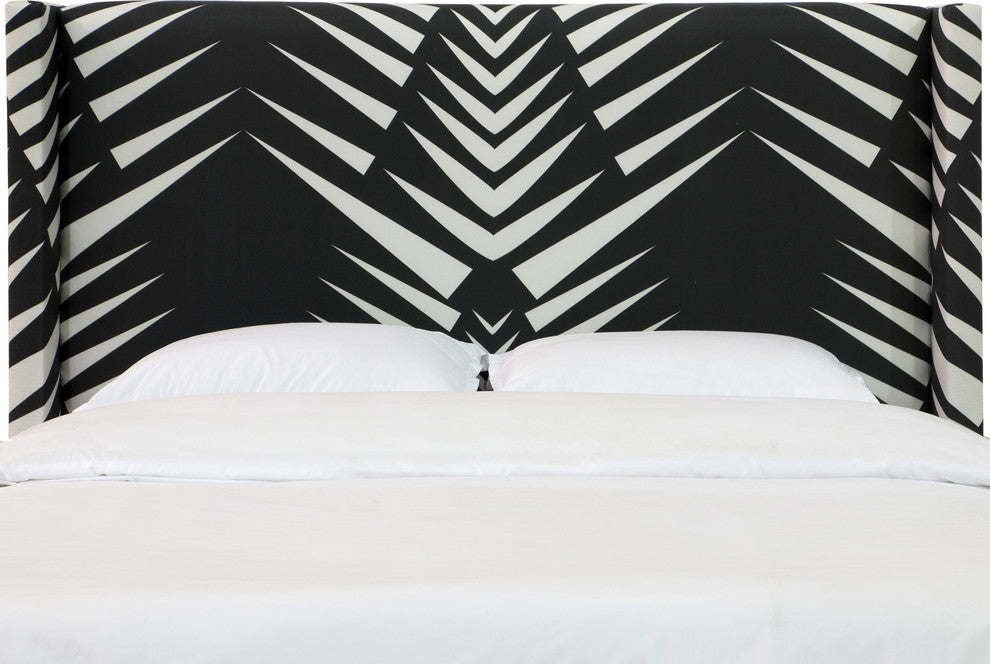 Remington Wingback Headboard, Geo Skin Black White, King
