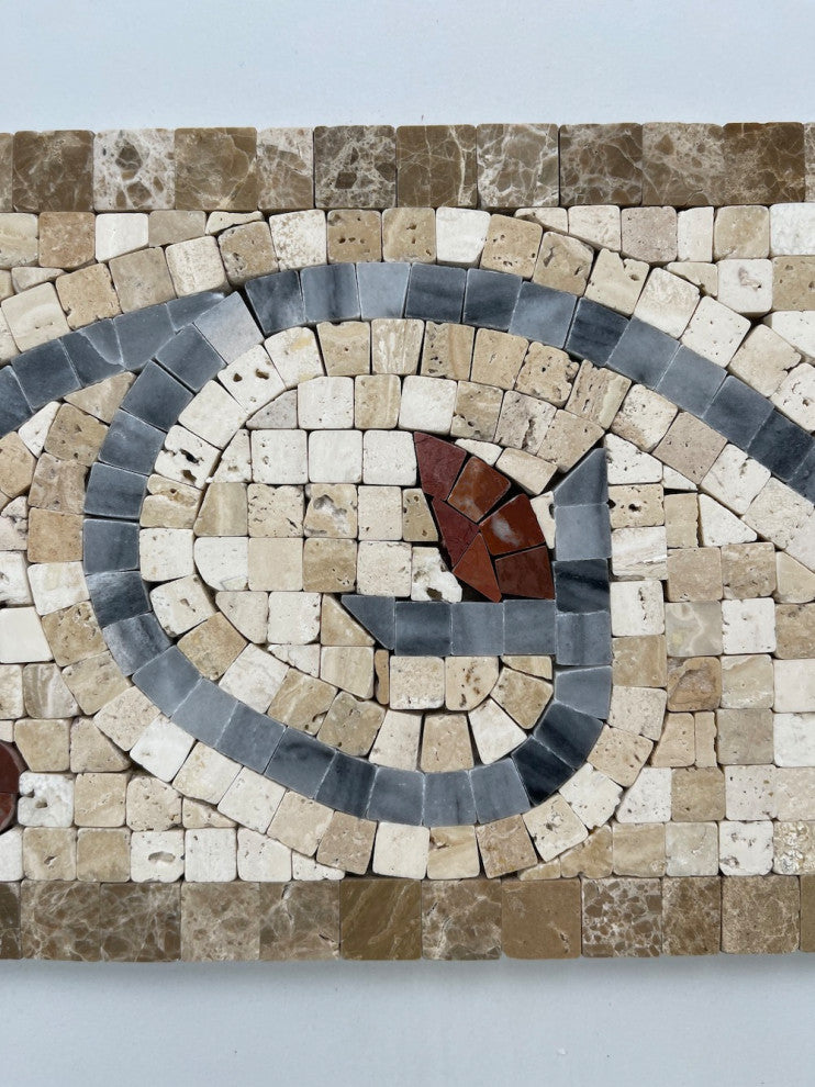 Marble Mosaic Border Bathroom Listello Tile Floral Noce 6x12 Polished, 1 piece