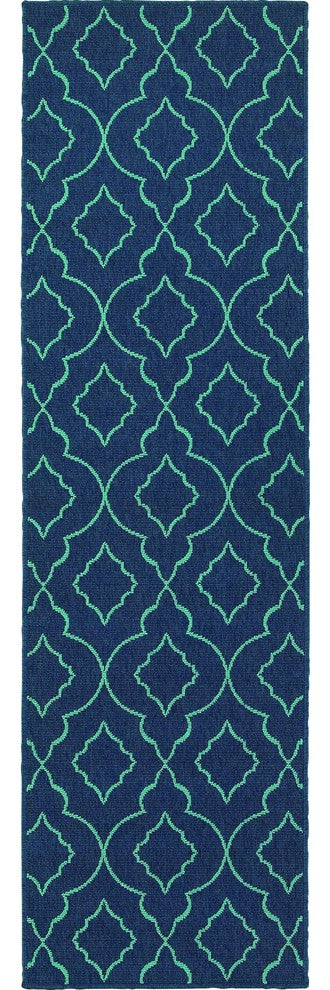 Oriental Weavers Meridian Navy/Blue Lattice Indoor/Outdoor Rug 7'10"X10'10"