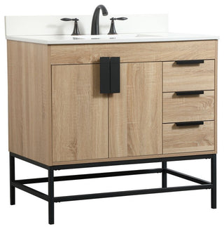 Home Living 22" Modern Mango Wood-Light Bathroom Vanity