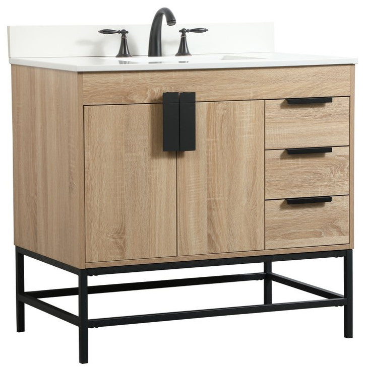 Home Living 22" Modern Mango Wood-Light Bathroom Vanity