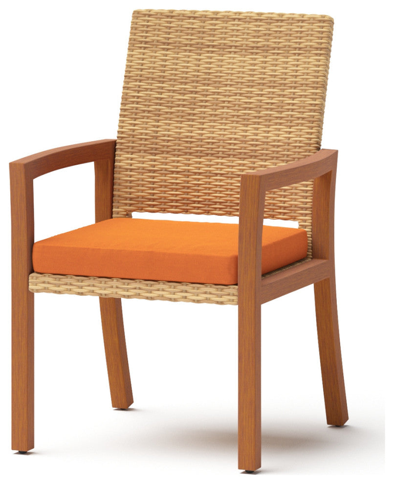 Mili 7 Piece Sunbrella Outdoor Patio Dining Set, Tikka Orange