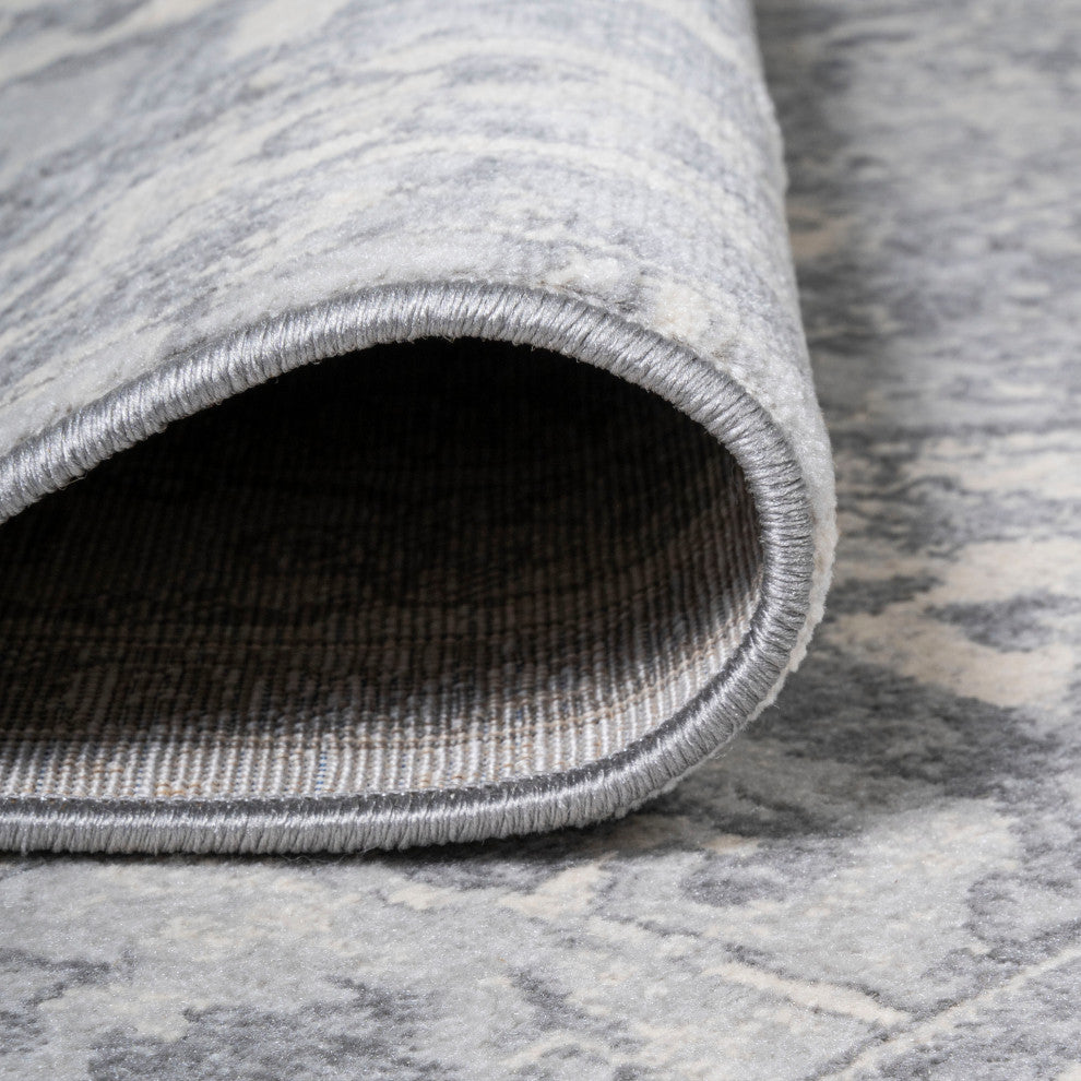 Modern Persian Medallion Light Gray/Ivory 5' Round Area Rug