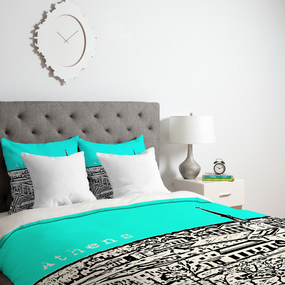 Deny Designs Bird Ave Athens Aqua Duvet Cover - Lightweight