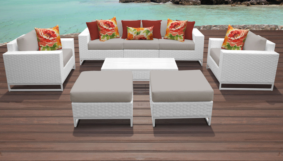 Miami 8 Piece Outdoor Wicker Patio Furniture Set 08a
