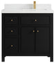 Sonoma 36 Right Offset Reeded Bath Vanity in Black 2" Empira White