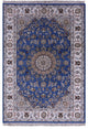 4' 2" X 6' 1" Persian Nain Wool & Silk Hand-Knotted Rug - Q13137