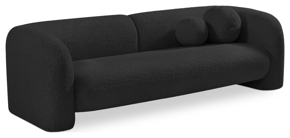 Emory Boucle Fabric Upholstered Upholstered Sofa, Black