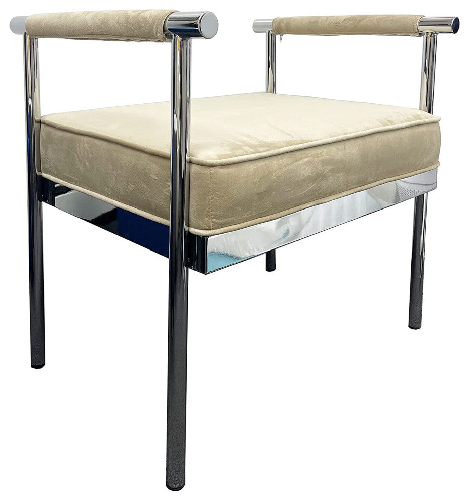 First of a Kind Modern champagne Seating Bench With arms for Living Room