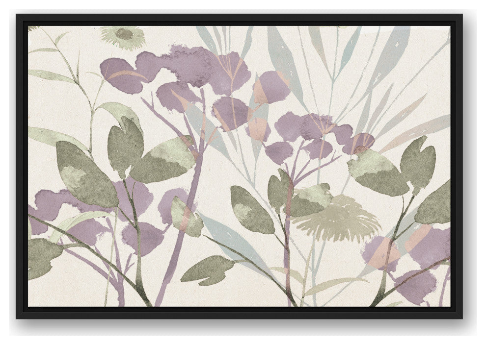 Soft Spring Botanical Purple 2 20x30 Black Floating Framed Canvas