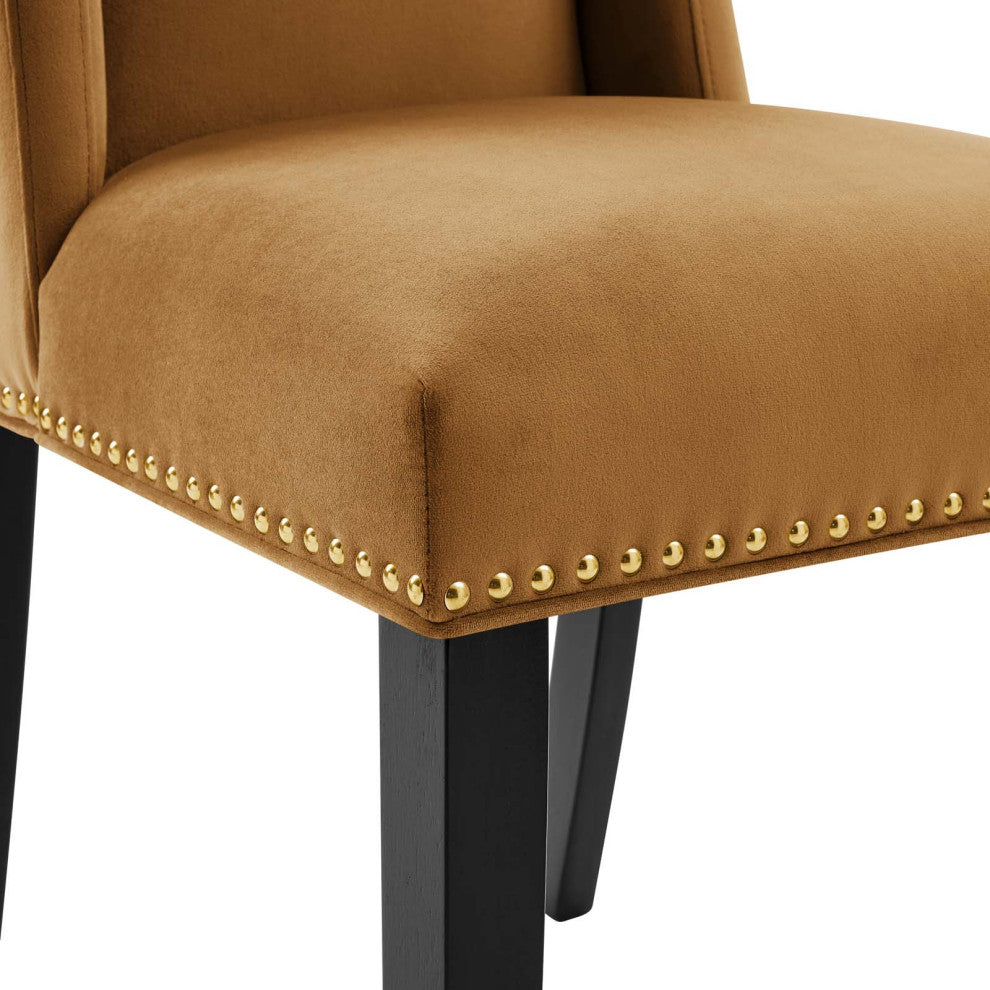 Baron Performance Velvet Dining Chairs, Set of 2, Cognac