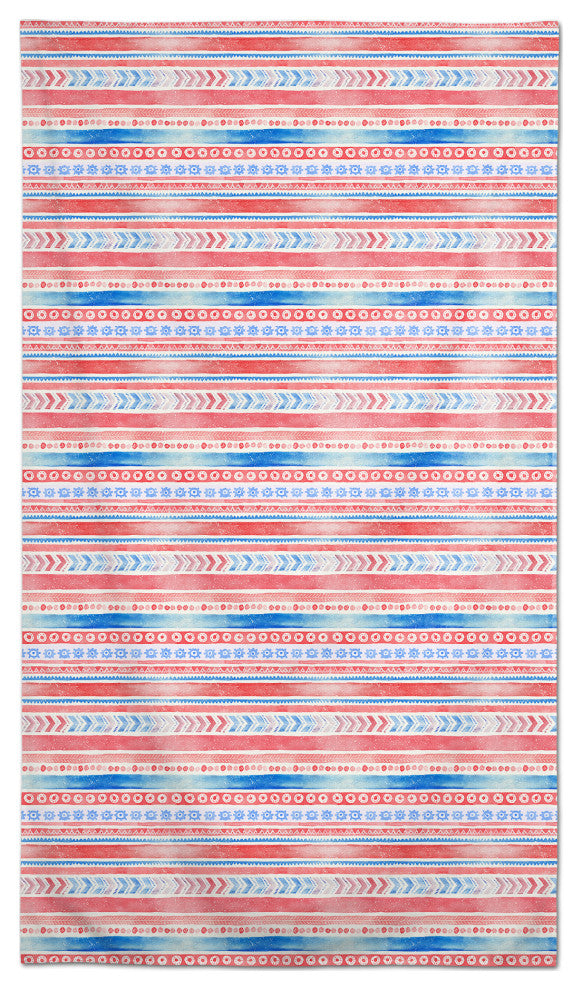 Patriotic Watercolor Folksy Pattern 58 x 102 Tablecloth