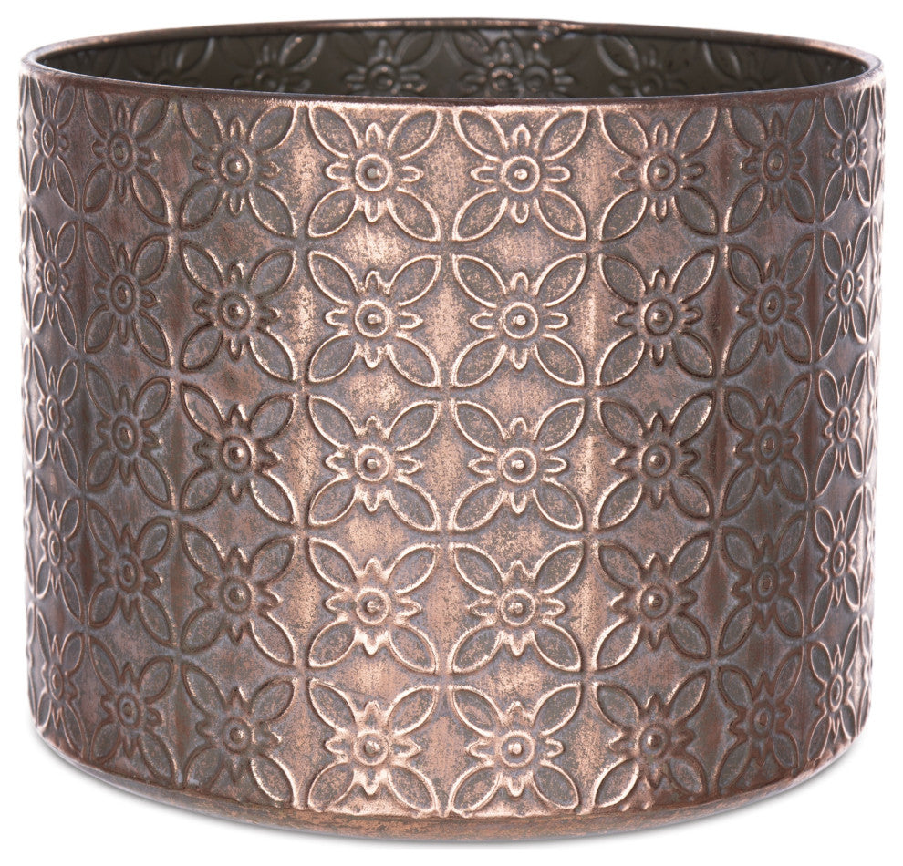Ornate Geometric Metal Planter, 4-Piece Set