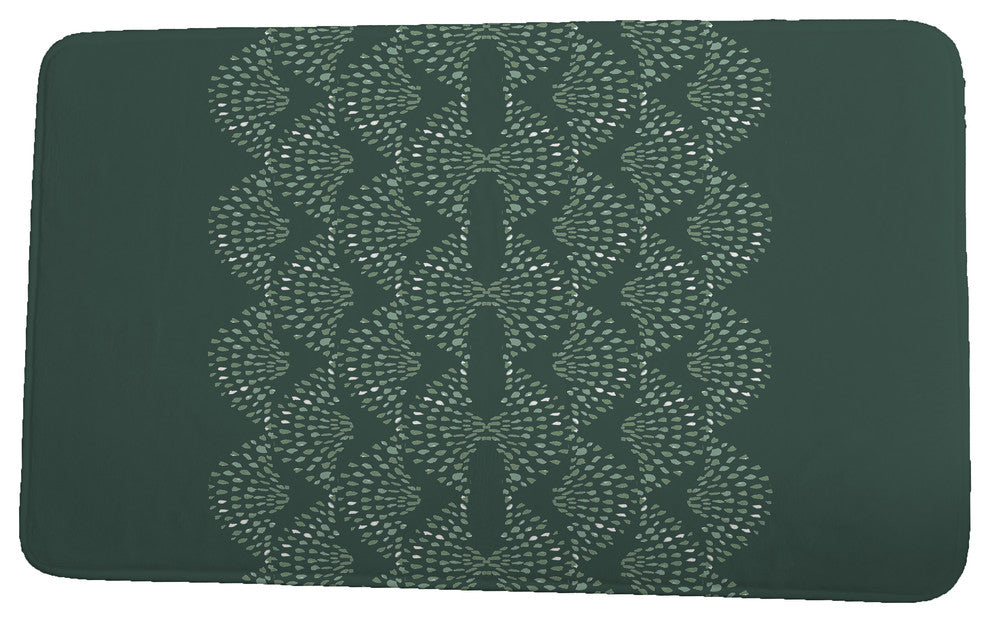 Fickle Florals Dotted Focus Geometric Print Bath Mat, Green, 21"x34"