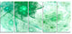 Clear Green Rotating Polyhedron, Abstract Canvas Wall Art, 60"x28", 5 Panels
