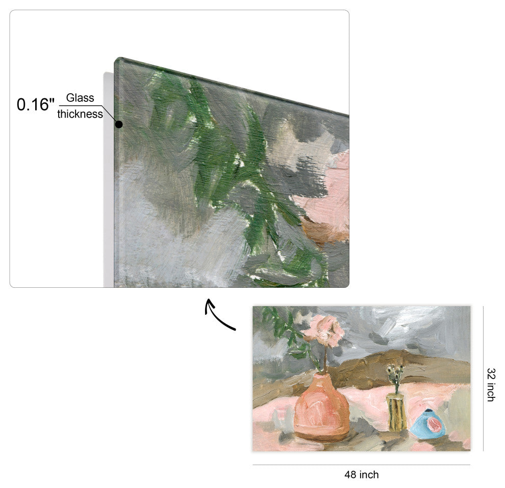 Rustic Still Life Flower Frameless Reverse Printed Tempered Art Glass Wall Art, Tmp-199016-4832