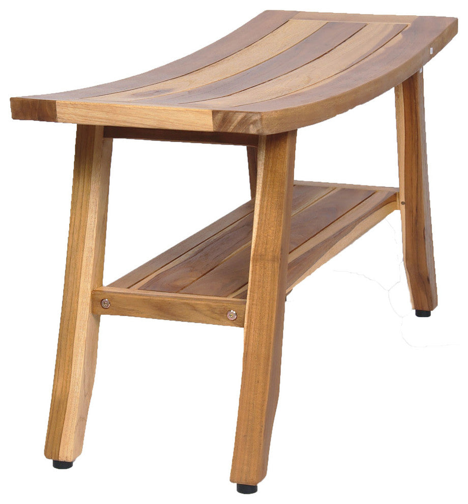 Ecodecors Satori Eastern Style Earthyteak Shower Bench, 34", With Shelf
