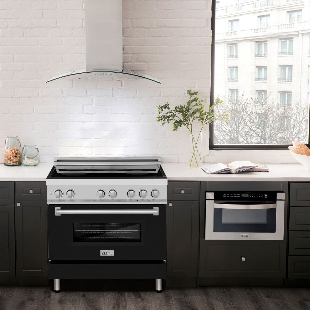 ZLINE 36 Induction Range, Stainless Steel With a Black Matte Door RAIND-BLM-36