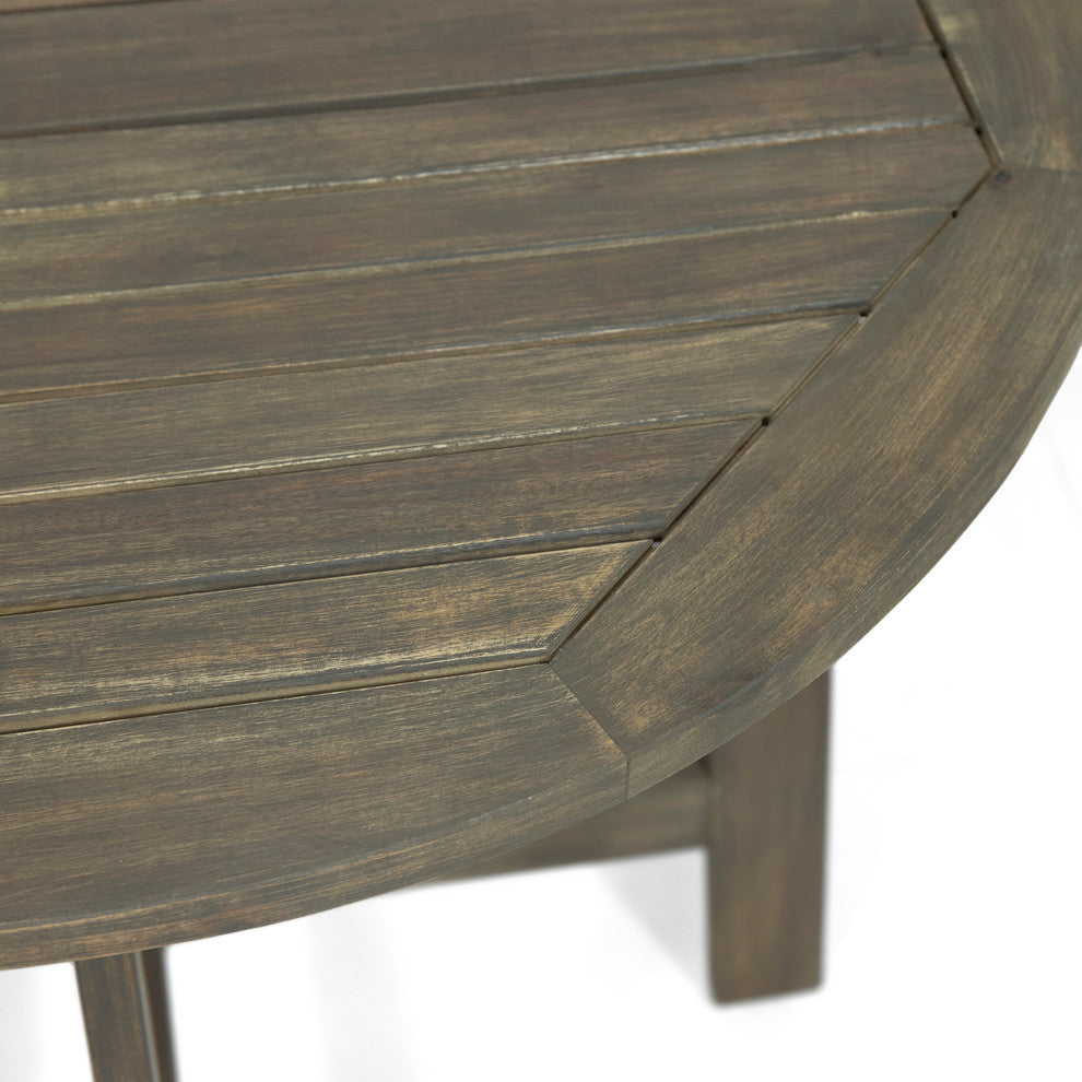 Sophia Outdoor Half-Round Acacia Wood Bistro Table, Gray Finish
