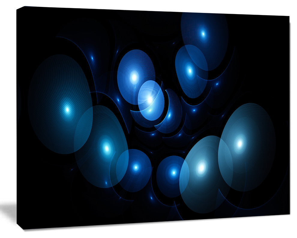 Bright Blue 3D Surreal Circles, Abstract Art on Canvas, 20x12