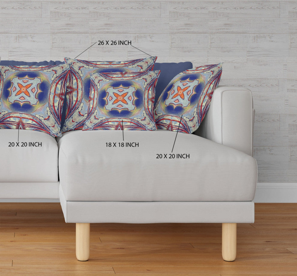 20" Red Blue Geo Tribal Suede Throw Pillow
