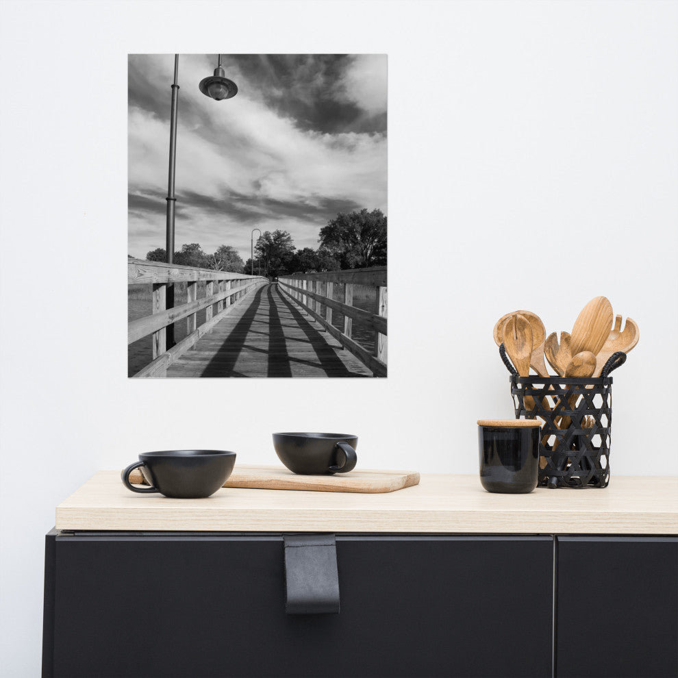 Follow the Lines Black & White Landscape Photo Unframed Wall Art Print, 16" X 20"