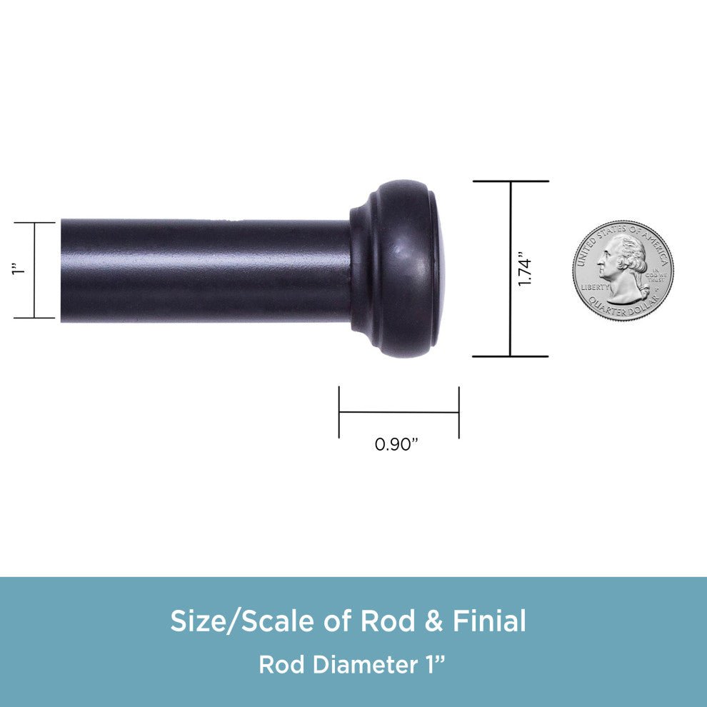 KenneyÂ® Weaver 1" Premium Decorative Window Curtain Rod, Black, 28-48