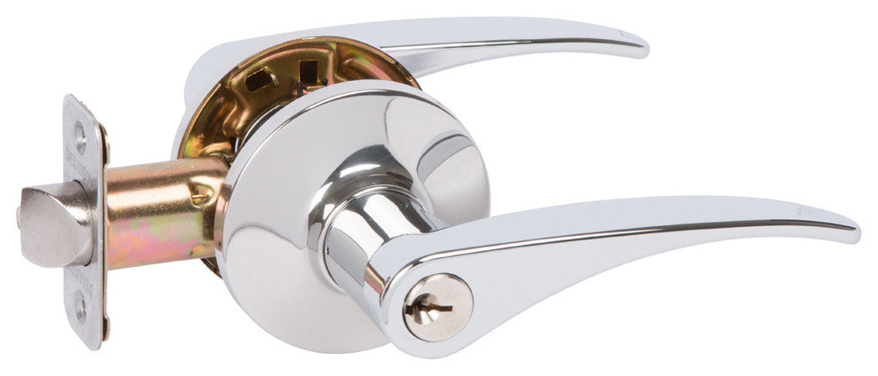 Delaney Hardware Dayton Keyed Entry Lever Set, Polished Chrome
