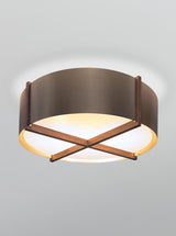 Plura 36 Flushmount, Walnut, Distressed Brass, Gu-24 Socket