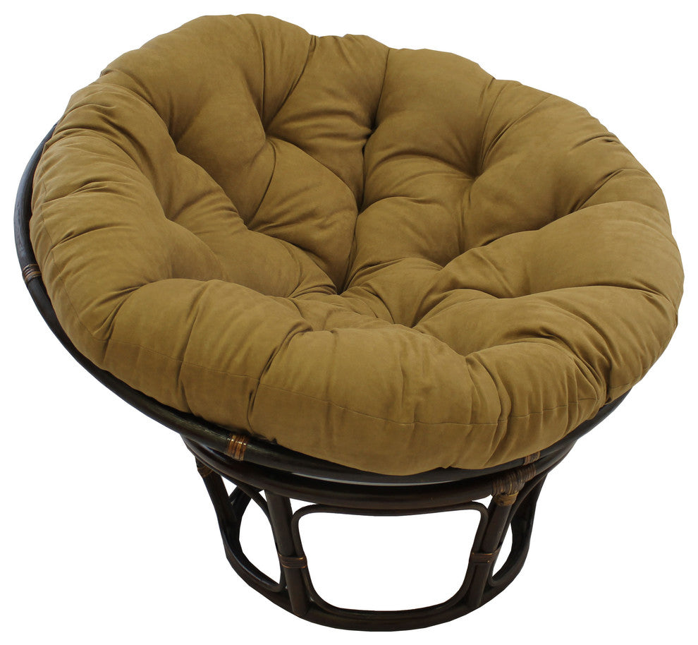 44" Solid Micro Suede Papasan Cushion, Fits 42" Papasan Frame, Saddle Brown